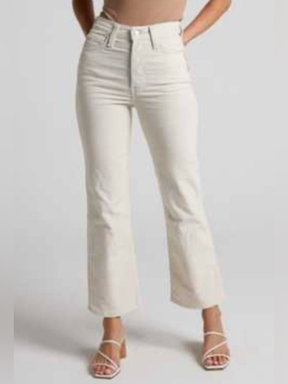 Levi’s Ribcage Crop Boot Corduroy Pants Whitecap Grey Ivory 27